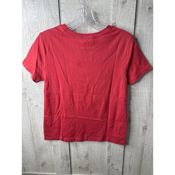 Mighty Fine Leopard Print Christmas Tree Red T Shirt Holiday Womens M - Picture 2 of 6